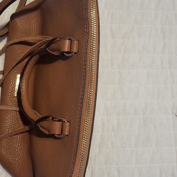 Rebecca Minkoff Purse 10 x 6 Micro Moto Satchel Camel Leather Fringe Crossbody - Picture 7 of 11